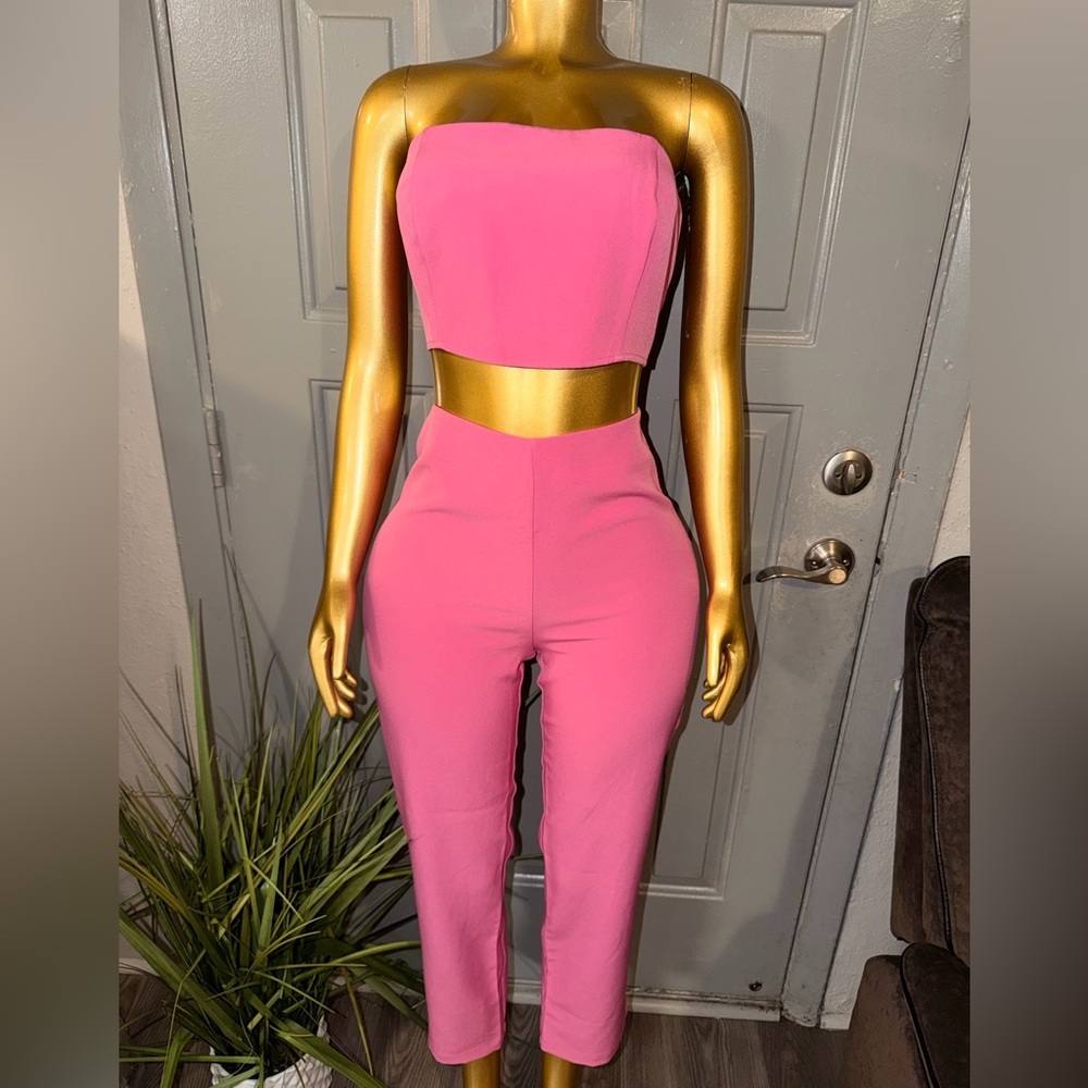 Sincerely Jules Vibrant Pink Strapless Jumpsuit